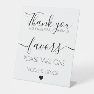 Custom Names White Calligraphy Favours Wedding  Pedestal Sign