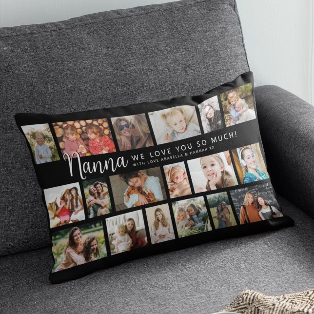 Custom Nanna 18 Photo Collage Lumbar Cushion (Creator Uploaded)