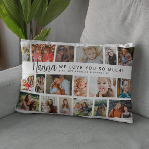 Custom Nanna 18 Photo Collage Lumbar Cushion