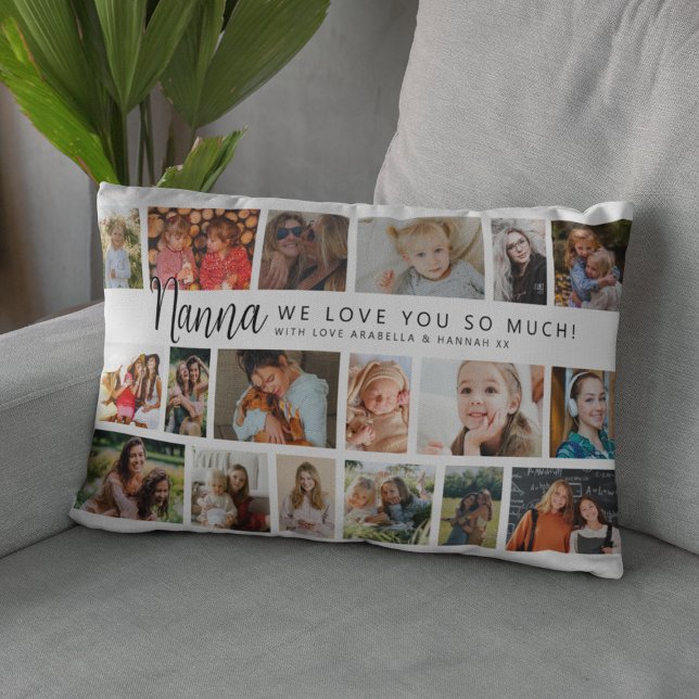 Custom Nanna 18 Photo Collage Lumbar Cushion (Creator Uploaded)
