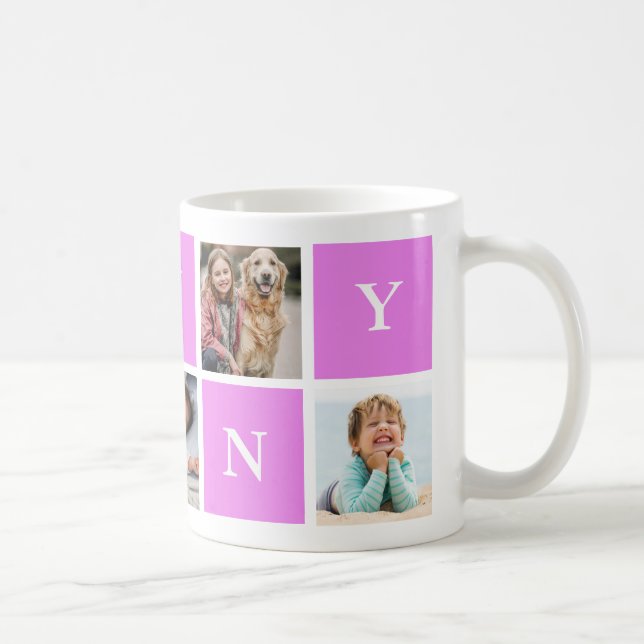 Custom Nanny Grandmother 5 Photo Collage  Coffee Mug (Right)