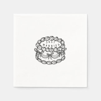 Custom Napkin - Just Married - Vintage Cake