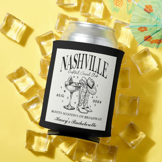 Custom Nashville Bachelorette Rodeo Cocktail Can Cooler (In Situ Summer)