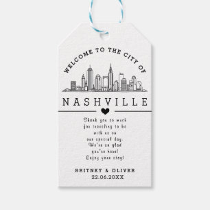 Custom Nashville Skyline – Wedding Welcome      Gift Tags