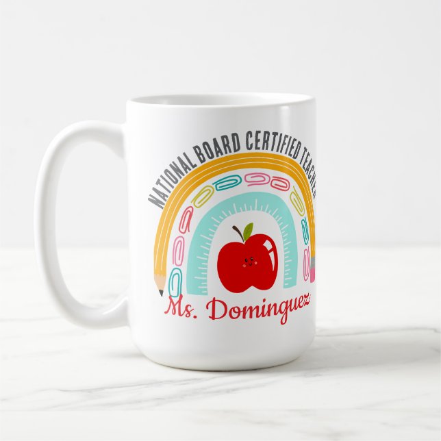 Custom National Board Certified Teacher Rainbow Co Coffee Mug (Left)