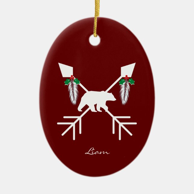 Custom Native American Bear Christmas Decorations (Front)