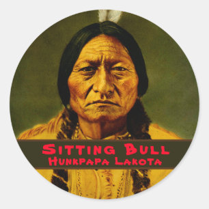 Custom Native American Indian Chief Sitting Bull Classic Round Sticker