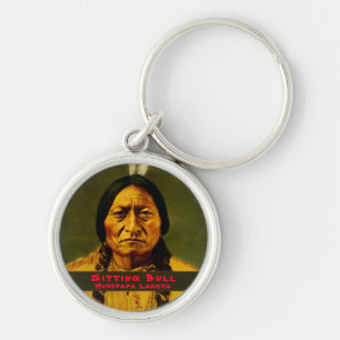 Custom Native American Indian Chief Sitting Bull Key Ring