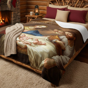 Custom Nativity Christmas Scene Sherpa Blanket