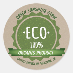 Custom Natural Organic Green Eco Product Classic Round Sticker