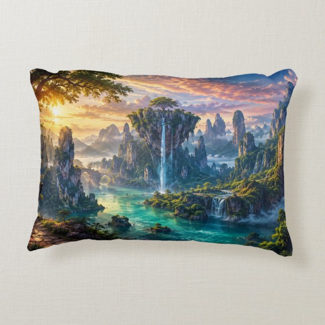Custom Nature Landscape Image Stylish Decorative Cushion (Back)