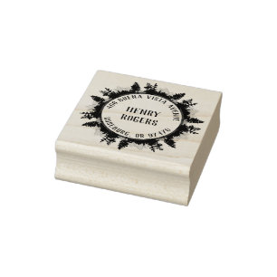 Custom Nature Lover Mountains Trees Return Address Rubber Stamp