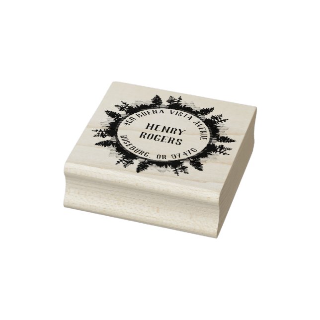 Custom Nature Lover Mountains Trees Return Address Rubber Stamp (Stamp)