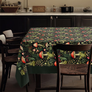 Custom Nature Tablecloth Mushrooms in Warm Hues