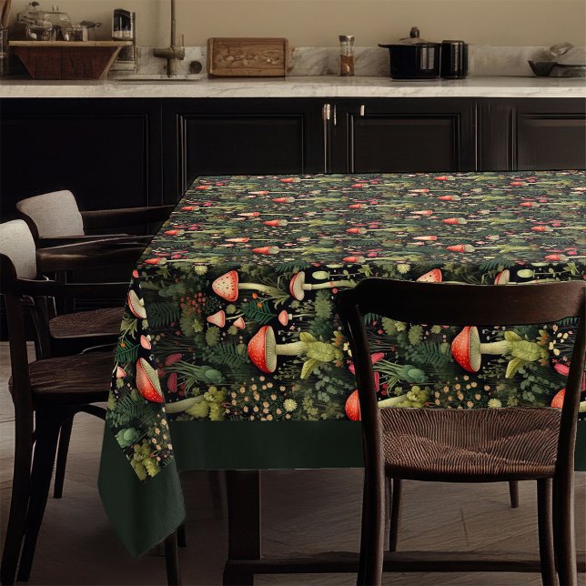 Custom Nature Tablecloth Mushrooms in Warm Hues (Custom Nature Tablecloth Mushrooms in Warm Hues)