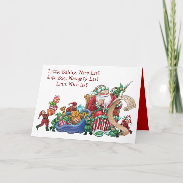 Custom Naughty Nice List Christmas Card for Kids (Front)