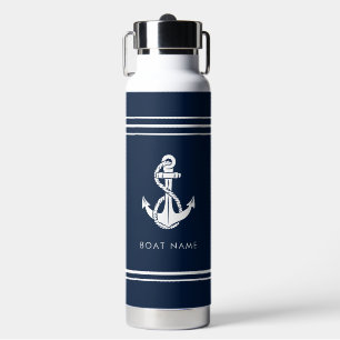 Custom Nautical Anchor and Boat Name Water Bottle