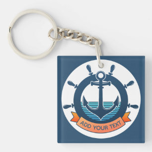 Custom Nautical Anchor and Ocean Lover Vacation Key Ring