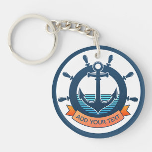 Custom Nautical Anchor and Ocean Lover Vacation Key Ring