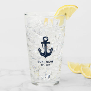 Custom Nautical Anchor Boat Name Glass
