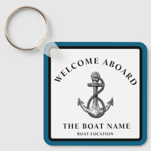 Custom Nautical Anchor – Boat Name & Location Key Ring