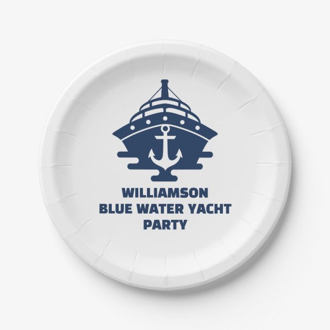Custom Nautical Anchor Boat Party Paper Plate (Front)