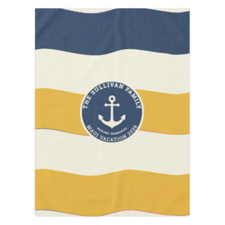 Custom Nautical Anchor Family Vacation Retro Badge Tablecloth