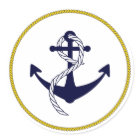 Custom Nautical Anchor Navy Blue White Gold