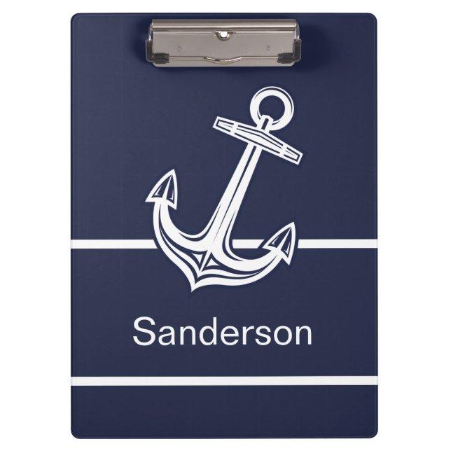 Custom Nautical Anchor  Ocean Navy Blue  Clipboard (Front)