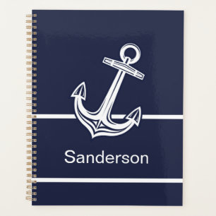 Custom Nautical Anchor  Ocean Navy Blue  Planner