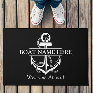 Custom Nautical Anchor Welcome Aboard Doormat 