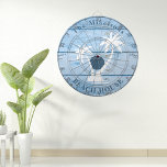 Custom Nautical Blue Wood Beach House Dartboard<br><div class="desc">Elevate your game room or beach house decor with our Custom Nautical Blue Wood Beach House Dart Board, combining coastal charm with personalised style for hours of entertainment. Key Features: Nautical Blue Design: Featuring a soothing nautical blue colour scheme that enhances the ambiance of any beach house or game room...</div>