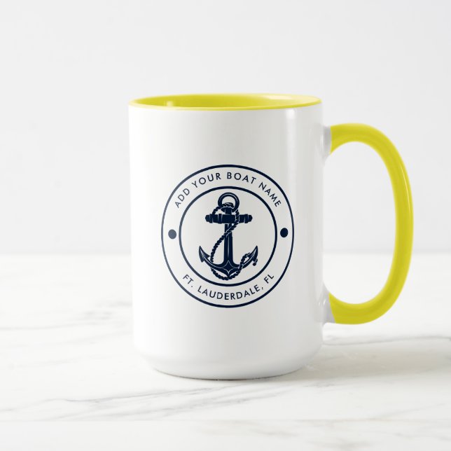 Custom Nautical Boat Anchor and Name Beach House Mug (Right)