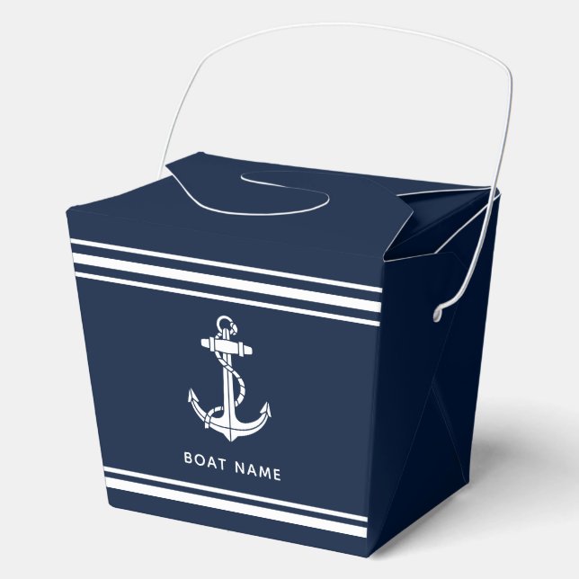 Custom Nautical Boat Anchor and Name Favour Box (Front)