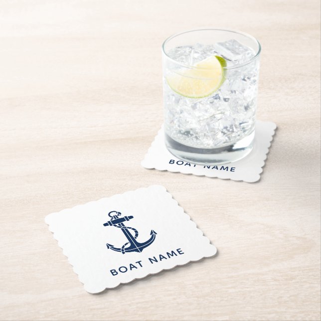 Custom Nautical Boat Anchor Beach House Paper Coaster (Insitu)
