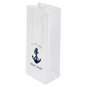 Custom Nautical Boat Anchor Captain Wine Gift Bag