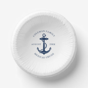 Custom Nautical Boat Anchor Family Name Paper Plate