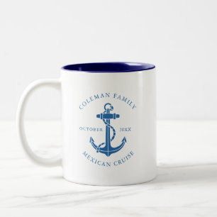 Custom Nautical Boat Anchor Family Two-Tone Coffee Mug