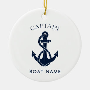 Custom Nautical Boat Anchor Navy Captain Ceramic Tree Decoration