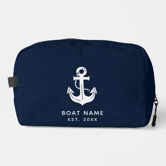 Custom Nautical Boat Name Anchor Dopp Kit (Front)