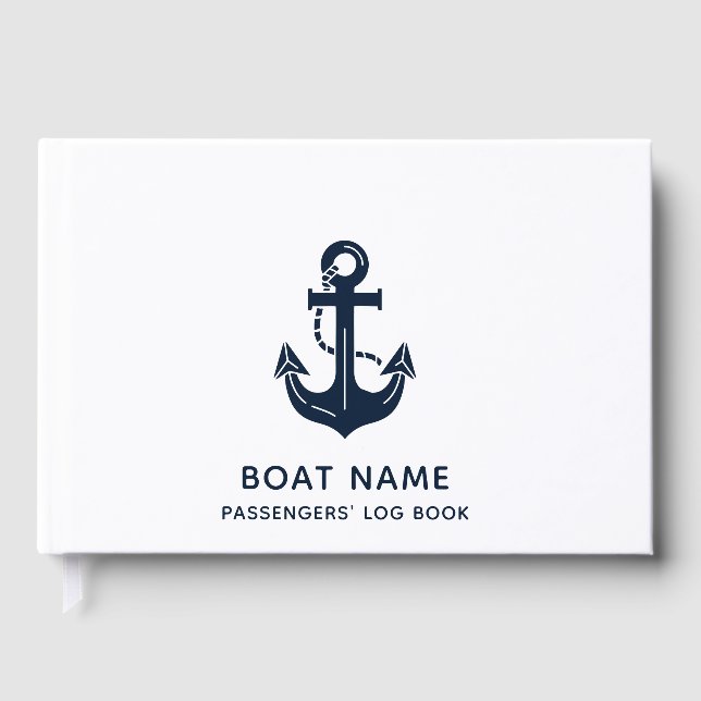 Custom Nautical Boat Name Anchor Guest Book (Front)