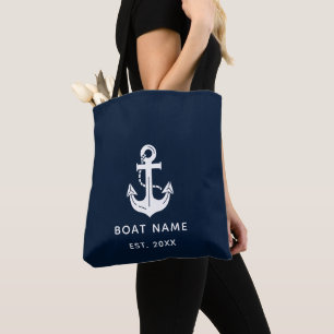 Custom Nautical Boat Name Anchor Tote Bag
