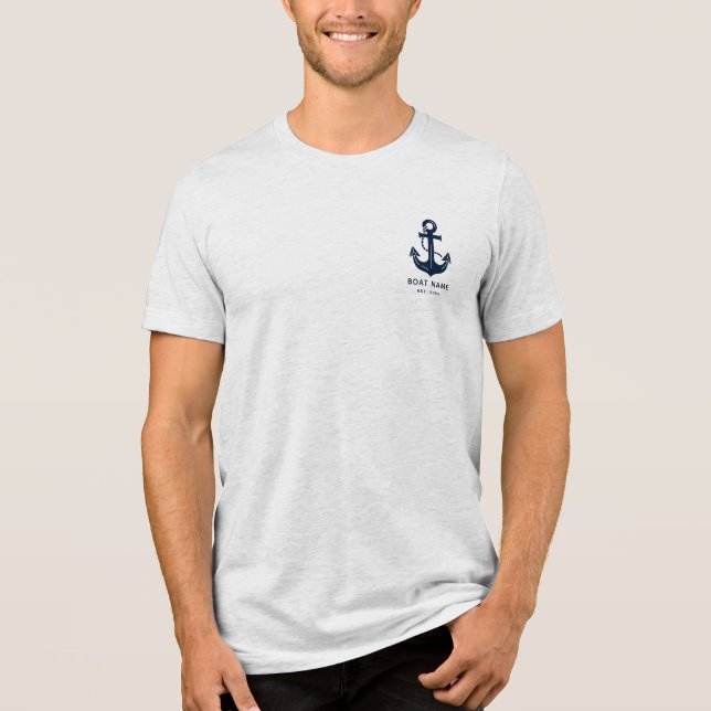 Custom Nautical Boat Name Anchor Tri-Blend Shirt (Front)