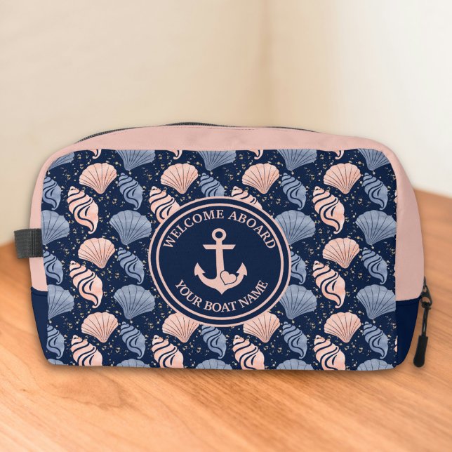 Custom Nautical Boat Name Plush Navy Dopp Kit (Creator Uploaded)