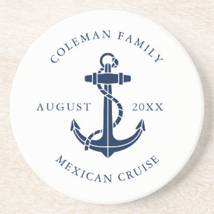 Custom Nautical Boat Navy Blue Anchor Coaster