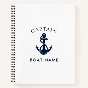 Custom Nautical Captain Boat Anchor Notebook