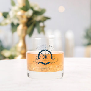Custom Nautical Cruise Ship Wheel Boat Captain Whiskey Glass