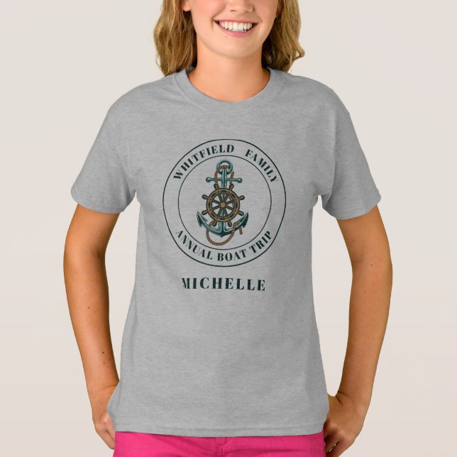 Custom Nautical Family Yacht Summer Vacation T-Shirt (Front)