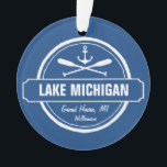 Custom Nautical Logo, Lake Town Name & Photo Ornament<br><div class="desc">A fun ornament for those who love the water - design features a nautical logo of crossed paddled and an anchor. Add your Lake/Beach Name, town name, family name, etc. Backside features your uploaded photo. Celebrate the place you love with this one of a kind ornament - great for Christmas,...</div>
