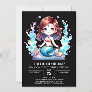 Custom Nautical Mermaid Birthday Invitation